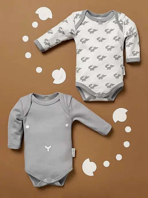 Little Fox Боди детский для новорожденных детей, белый
