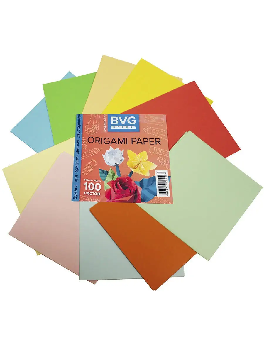 Бумага для оригами и аппликаций 21х21 см, 100 листов, 10 цветов, ОСТРОВ СОКРОВИЩ, 111947
