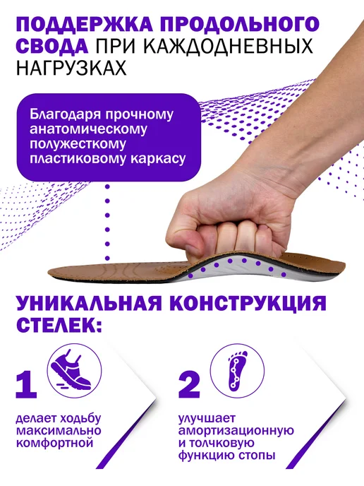 Trives Стельки ортопедические от плоскостопия, коричневый, фото 8