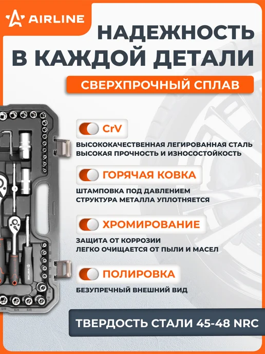 AIRLINE Набор инструментов универсальный 125 пр, вариант, фото 4