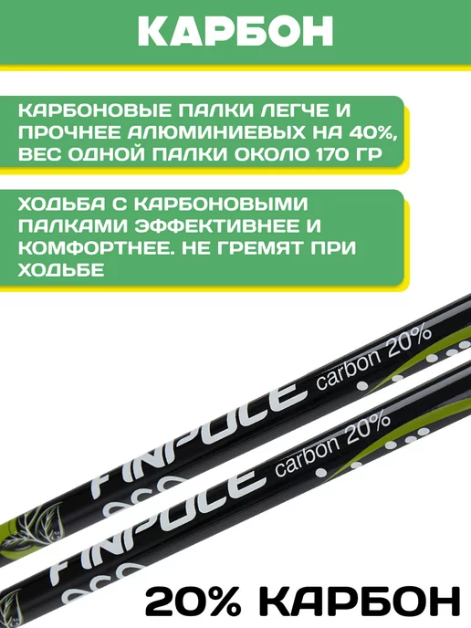 Finpole Палки для скандинавской ходьбы карбоновые, цельные EC, черный, фото 3
