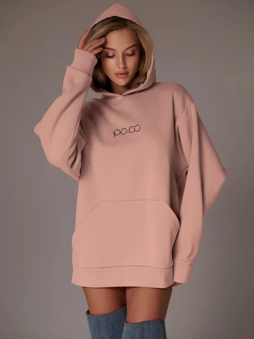 Po.Co Style Худи оверсайз теплое, бежевый, фото 4