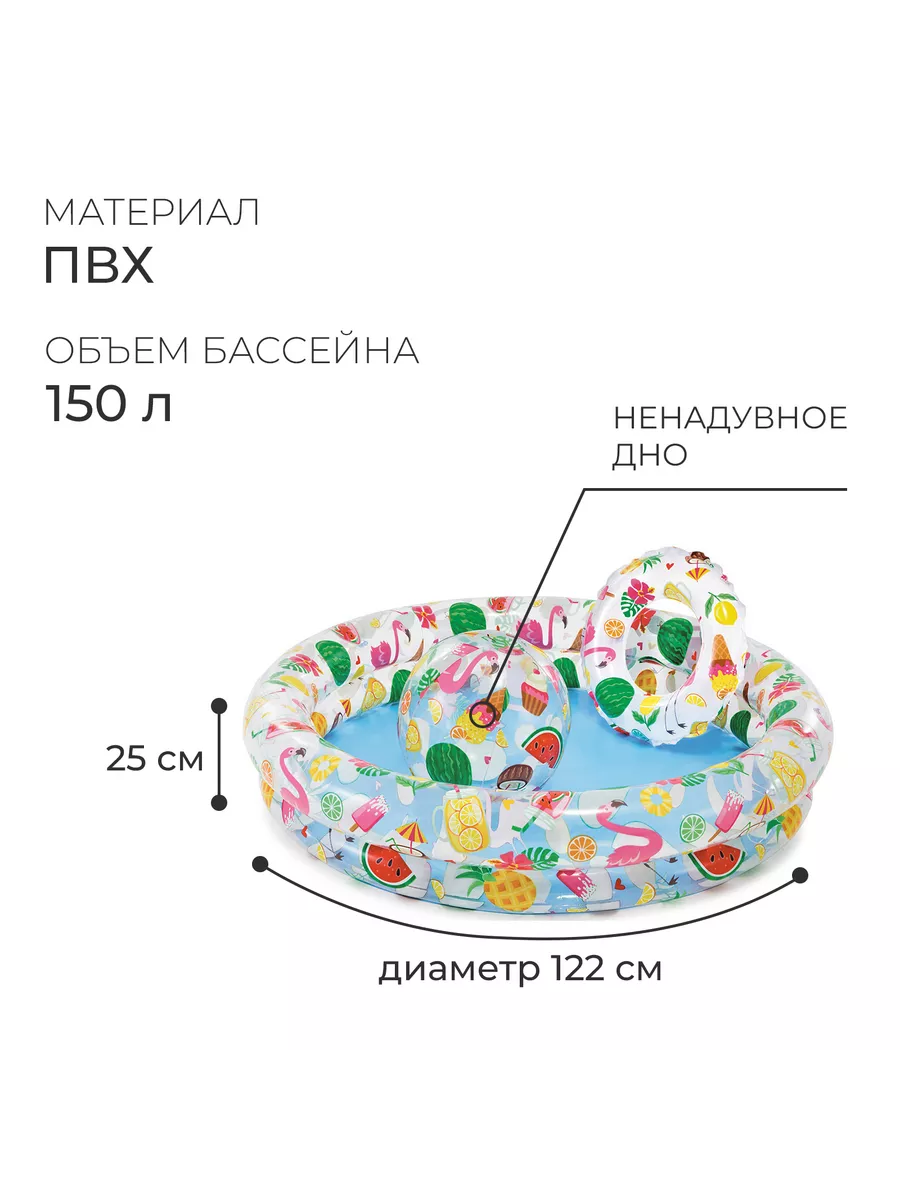 Детский бассейн круглый 59460 (122х25см) 2+.