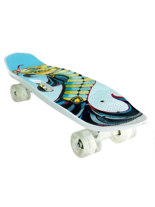 HOT.SKATE 25'' Пенниборд Скейтборд Круизер Светящиеся колеса, голубой, фото 2