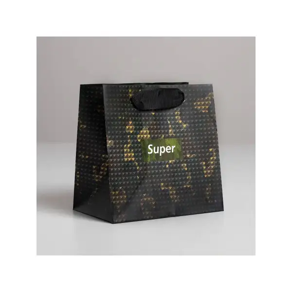 Пакет подарочный «Super», 14 × 14 × 9 см