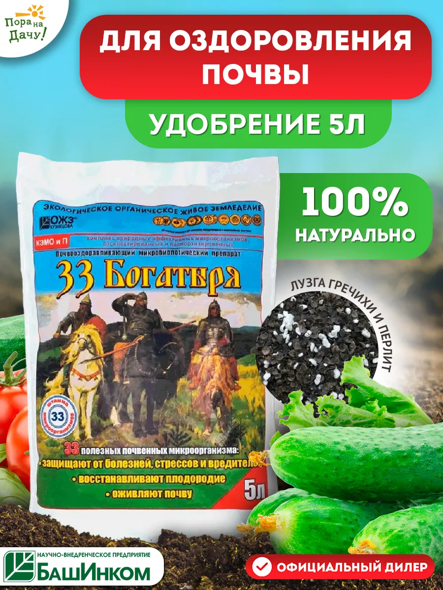 Удобрение 33 Богатыря для оздоровления почвы 5л БашИнком 18530372 купить за  541 ₽ в интернет-магазине Wildberries