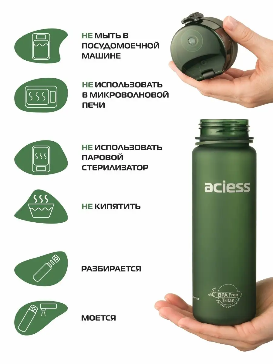 Бутылка для воды 500 мл из Тритана спортивная aciess 18551571 купить за 653  ₽ в интернет-магазине Wildberries