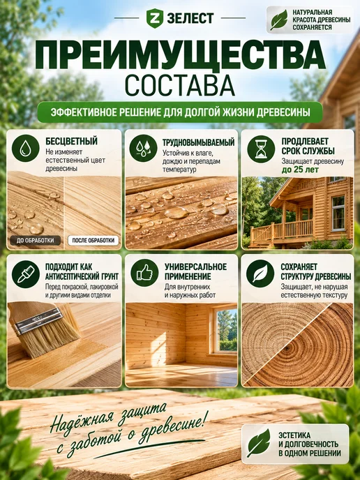 Пропитка для дерева для наружных работ антисептик 10 кг, 10 кг, фото 4