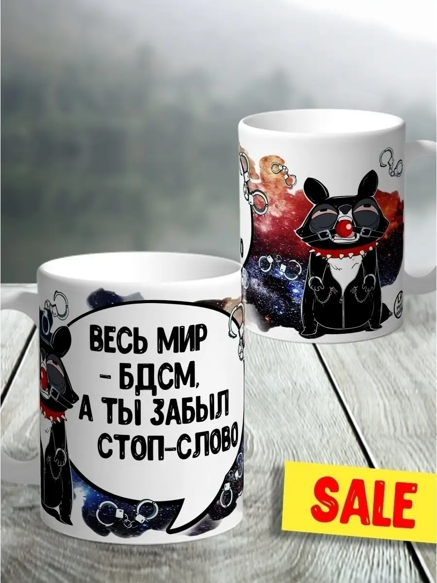 Кружка чашка Енот Толик "БДСМ" ла Принт смешная с приколом с надписью с принтом для чая для кофе