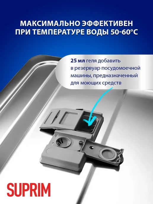 SUPRIM Гель для посудомоечных машин концентрированный, 1л, 1 л, фото 7