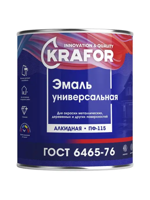 KRAFOR Эмаль ПФ-115, алкидная 0,8 кг,вишневая, 800 г, фото 2