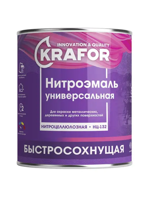 KRAFOR Нитроэмаль НЦ-132 быстросохнущая, 0,7 кг, 700 г, фото 2