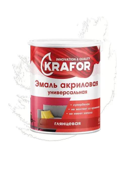 KRAFOR Эмаль акриловая универсальная, 1 кг, 3 кг