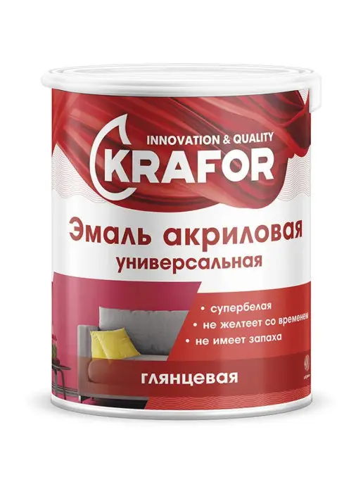 KRAFOR Эмаль акриловая универсальная, 1 кг, 3 кг, фото 2