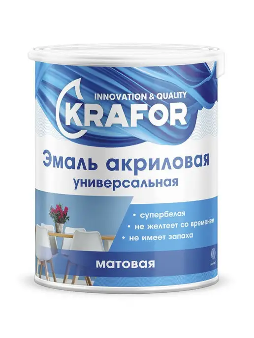 KRAFOR Эмаль акриловая универсальная, 1 кг, 1 кг, фото 2
