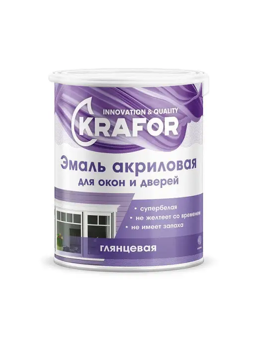 KRAFOR Эмаль для окон и дверей, глянцевая, 3 кг, супербелая, 3 кг, фото 2