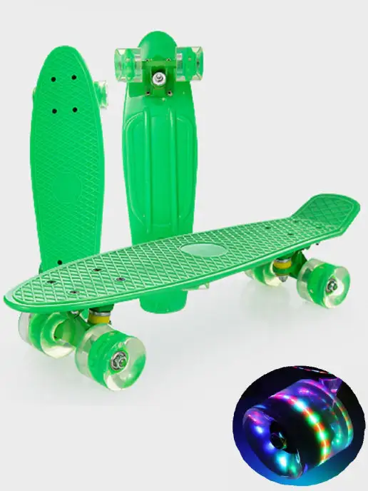 HOT.SKATE Пенниборд Скейтборд Круизер Светящиеся, зеленый