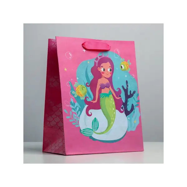 Пакет крафтовый вертикальный Женщине Маме, MS 18х23х10см