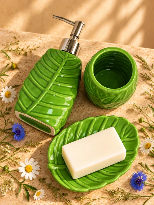 Bath Plus Набор аксессуаров для ванной комнаты керамический, зеленый, фото 8