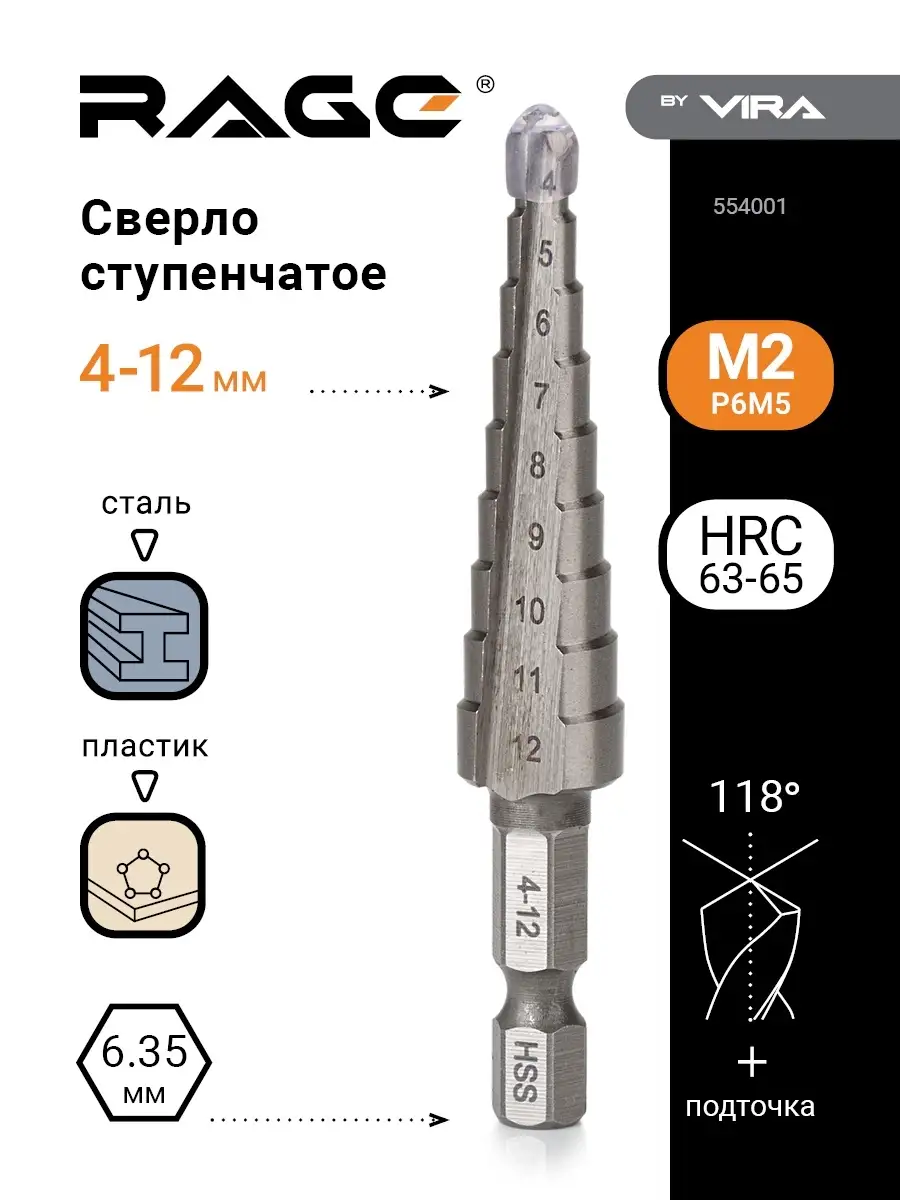 Сверло ступенчатое Р6М5...