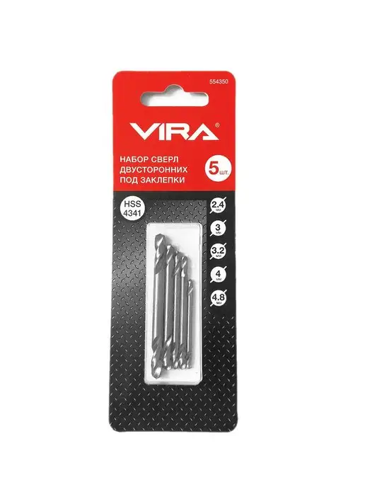 VIRA Набор свёрл двусторонних под заклёпки 2,4-4,8 мм, серый, фото 7