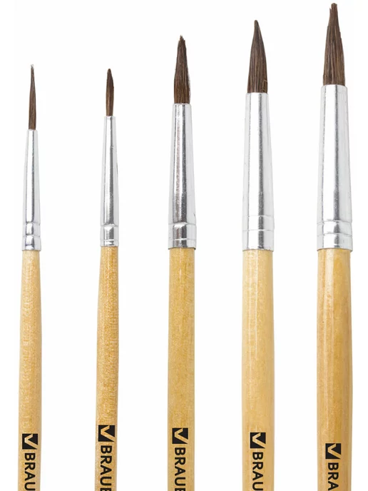 Brauberg Школьные кисти, набор 5 штук, синтетика, 5 шт, фото 8