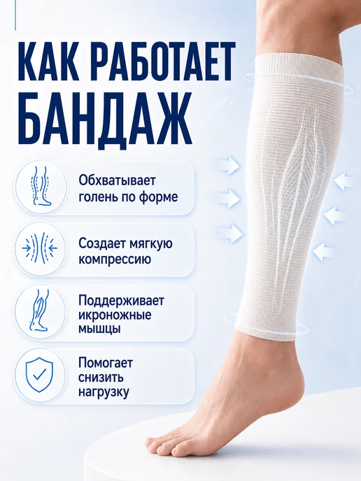 унга Компрессионный бандаж на голень, бежевый, фото 4