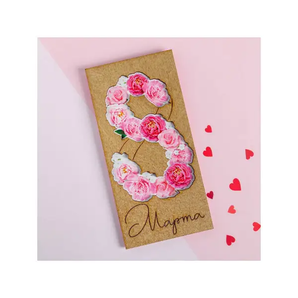 Конверт для денег с деревянным элементом на 8 марта