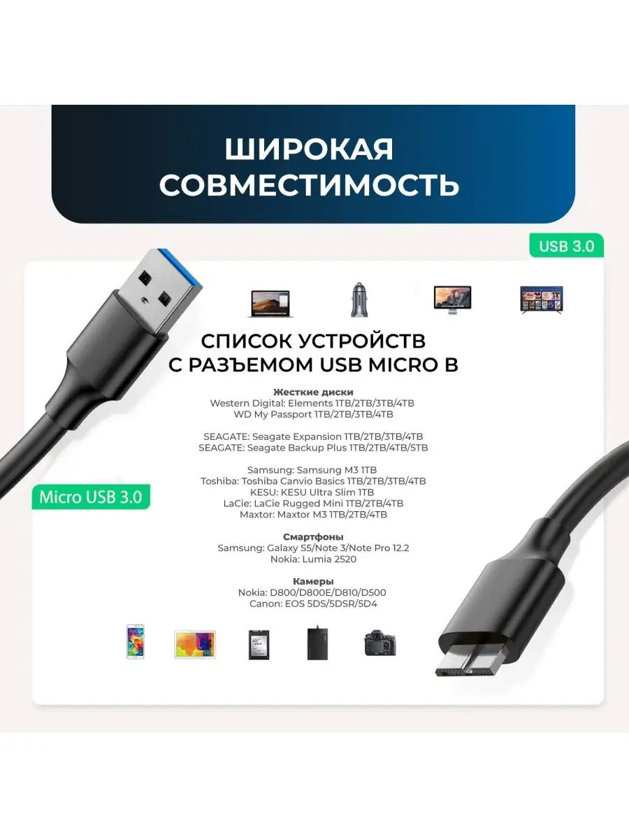 Кабель USB3.0-microB для внешних дисков KS-is 18713889 купить за 322 ₽ в  интернет-магазине Wildberries