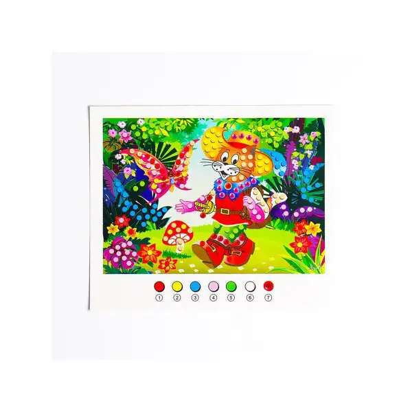 Аппликация круглыми стразами и EVA "Кот в сапогах"