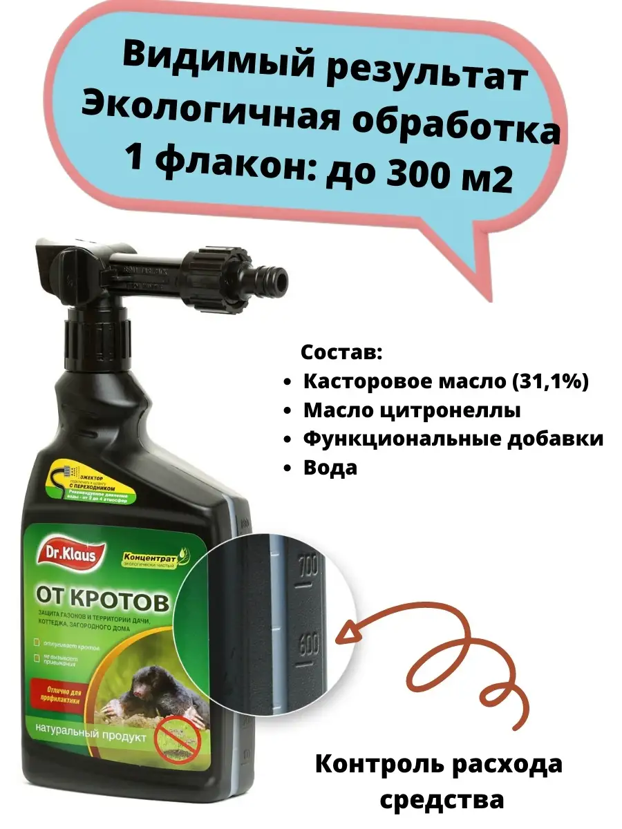 Средство от кротов с эжектором 1л Dr. Klaus 18791153 купить за 1 153 ₽ в  интернет-магазине Wildberries