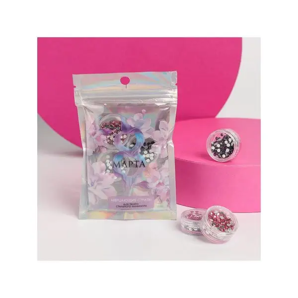 Стразы для ногтей, набор для маникюра 3 цвета