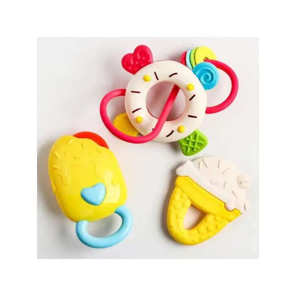 Набор погремушек "Сладости"/С прорезывателем/3 шт/Развивающая погремушка