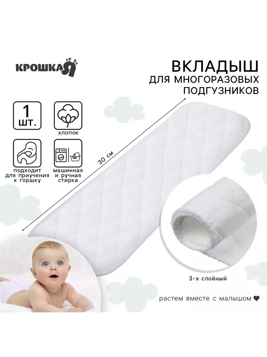Хлопковые вкладыши в многоразовый подгузник