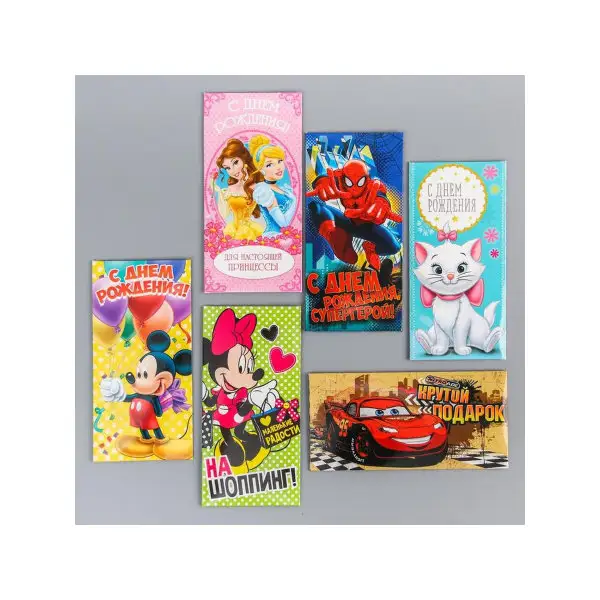 Набор конвертов для денег "Disney", 6 шт. МИКС