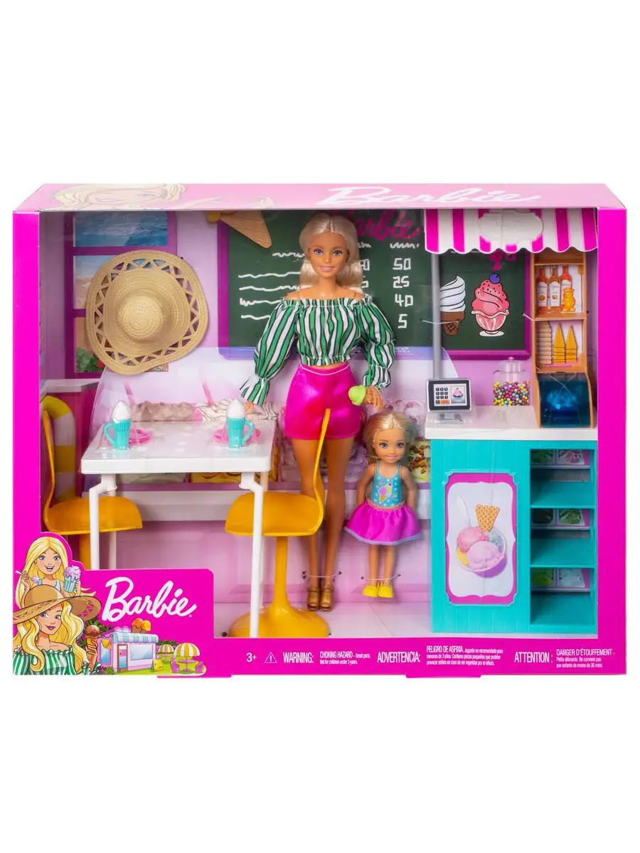 Набор игровой Barbie Магазин Кафе-мороженое (с куклами) Barbie 18819389  купить в интернет-магазине Wildberries