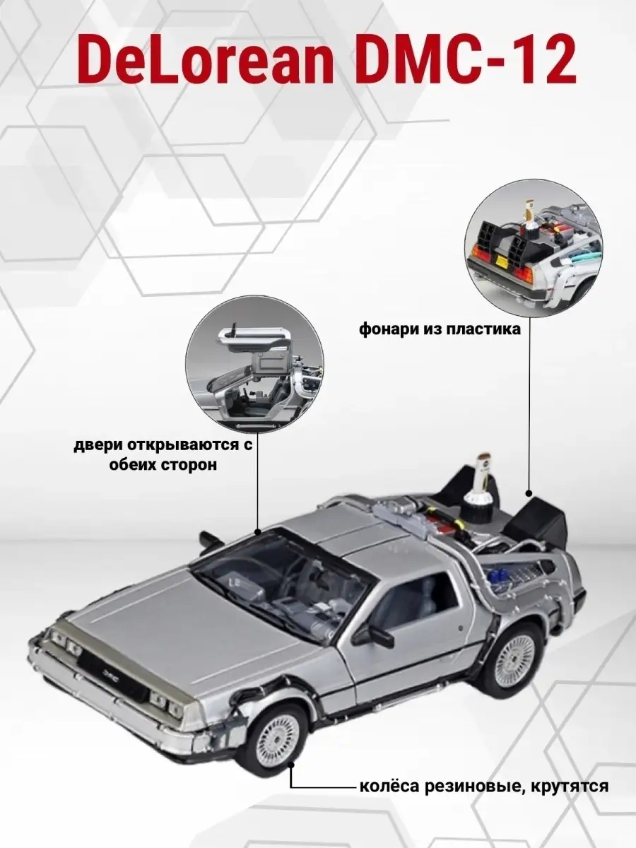 Коллекционная машинка DeLorean DMC 12 Назад в Будущее в масштабе 1:24/  Металлическая модель машинки ГАРАЖ 18824925 купить в интернет-магазине  Wildberries