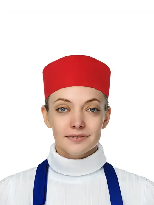 Kupifartuk Колпак поварской шапка-таблетка с люверсом темно-синий, красный, фото 5