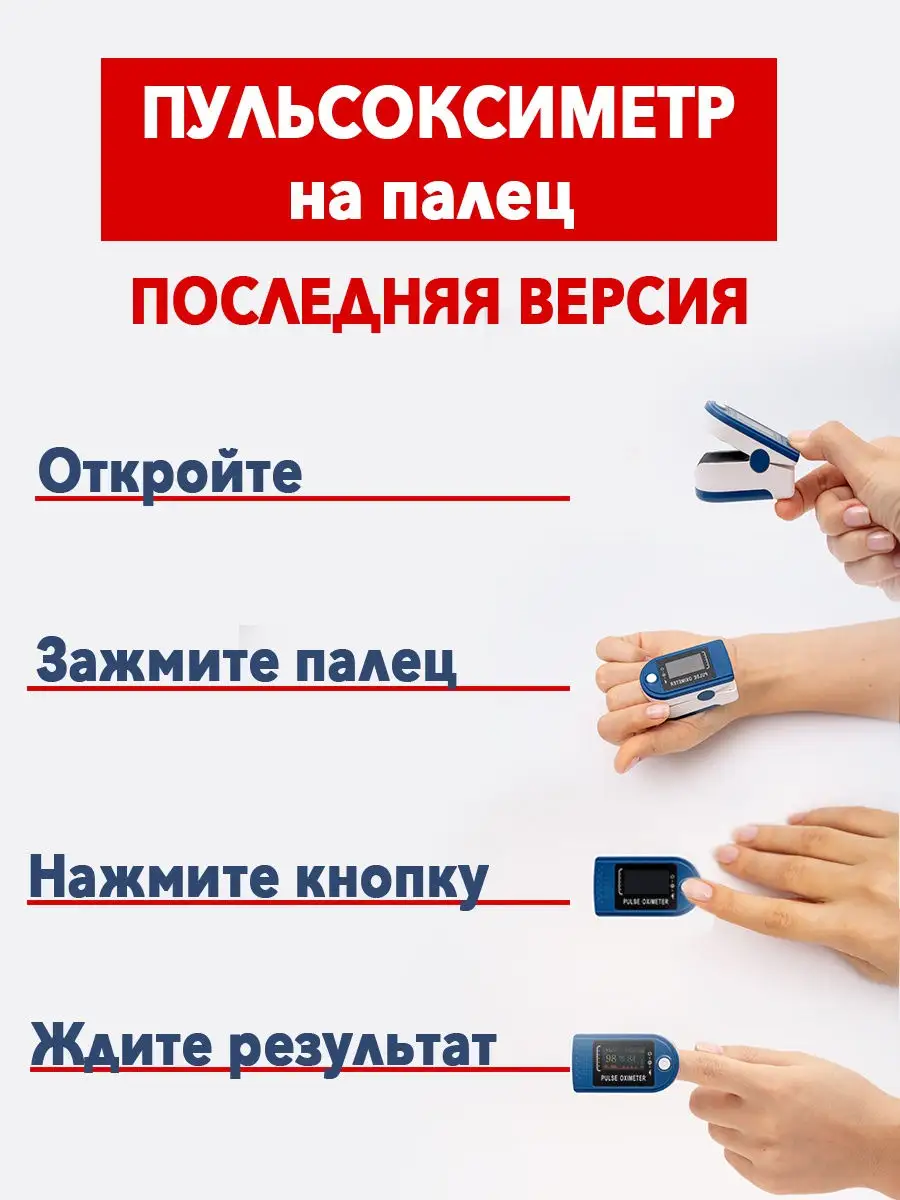 Пульсоксиметр на палец Health pulse oximeter 18946596 купить в  интернет-магазине Wildberries