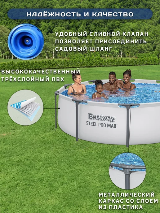 Bestway Бассейн каркасный круглый без насоса 305х76 см, 4678 л, 305x76 см, 4678 л, фото 2