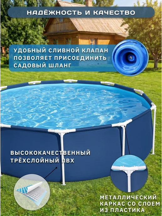 Bestway Бассейн каркасный 305х76 см круглый без насоса, 4678 л 56677, 305x76 см, 4678 л, фото 3