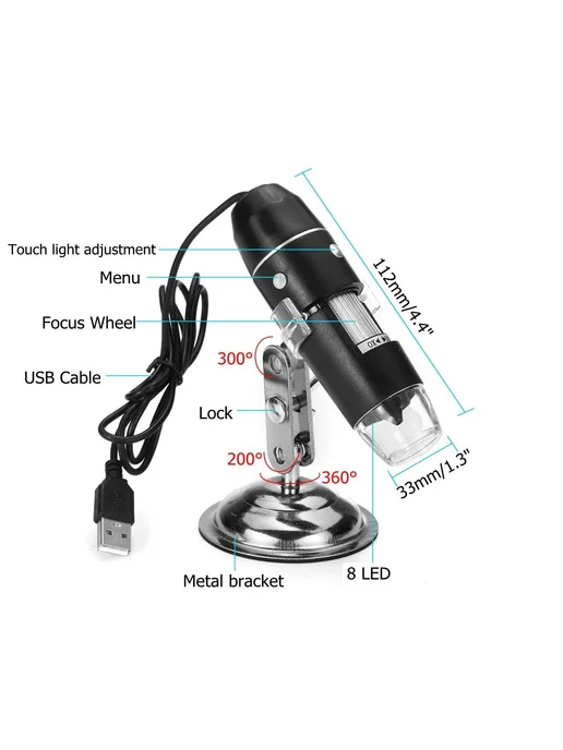 FixLike Цифровой Микроскоп Digital Microscope Professional, USB, черный, фото 4