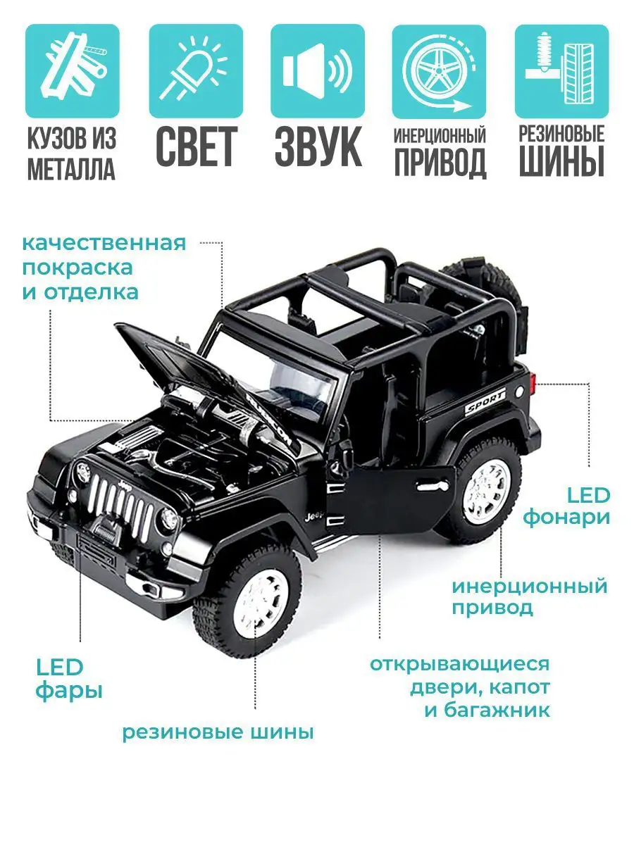 Машинка коллекционная Jeep Wrangler Rubicon 1941 Edition, Джип Вранглер,  машинки игрушки WiMi 18980432 купить в интернет-магазине Wildberries