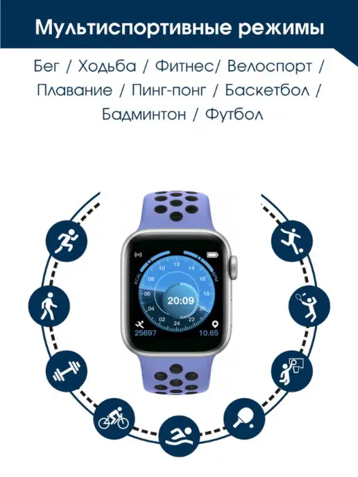 BandRate Smart Фитнес-браслет new на подарок, синий, фото 4