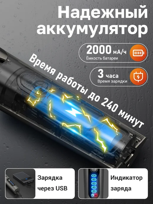 Riwa Машинка для стрижки волос беспроводная RE-6305, для бритья, серый, фото 6