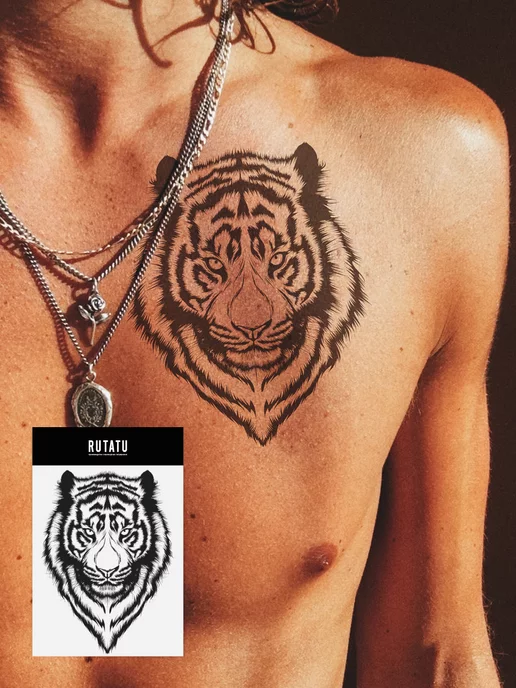 Тату тигр для мужчин, коллекция дизайнов