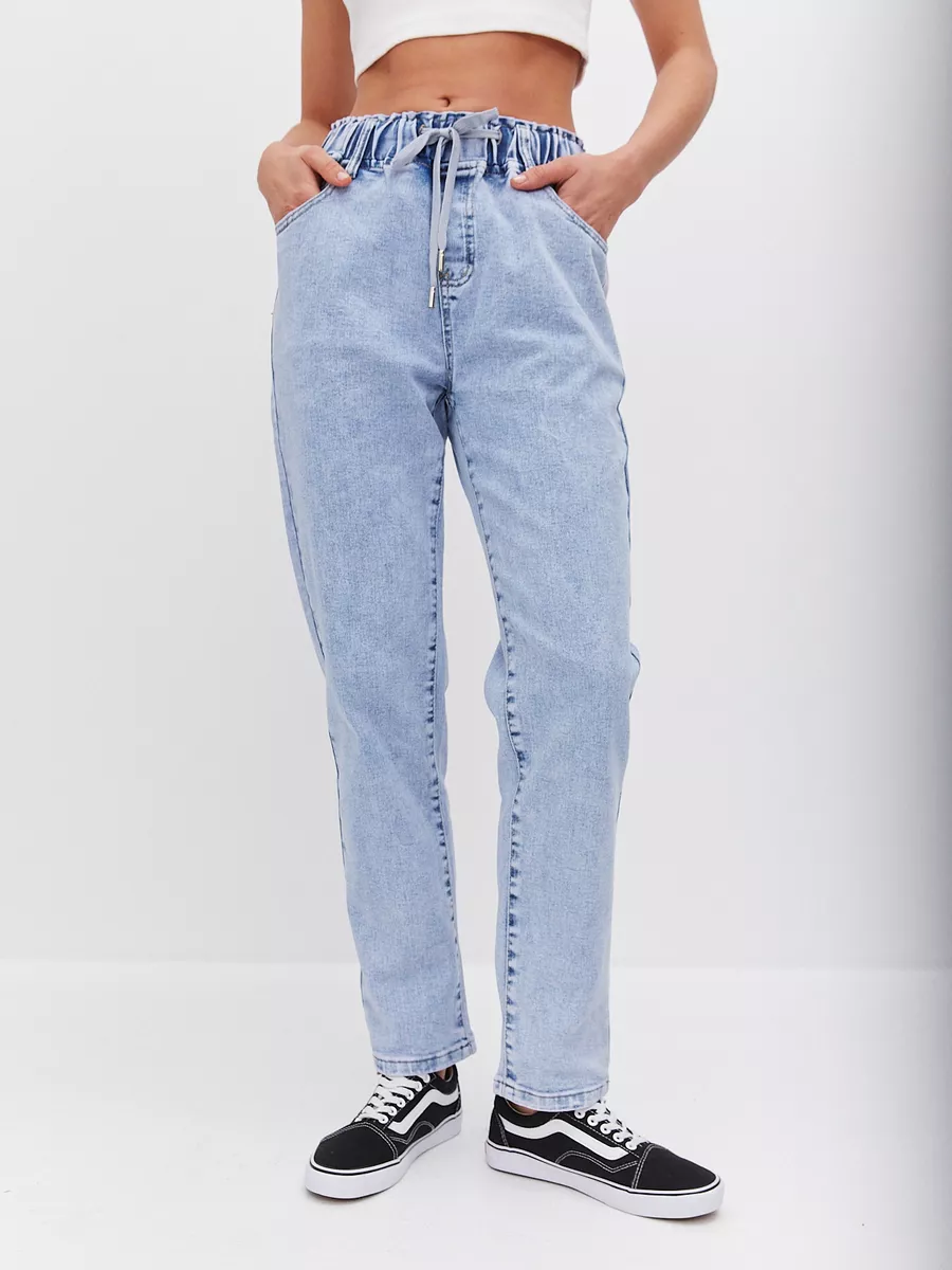 джинсы с высокой посадкой на резинке