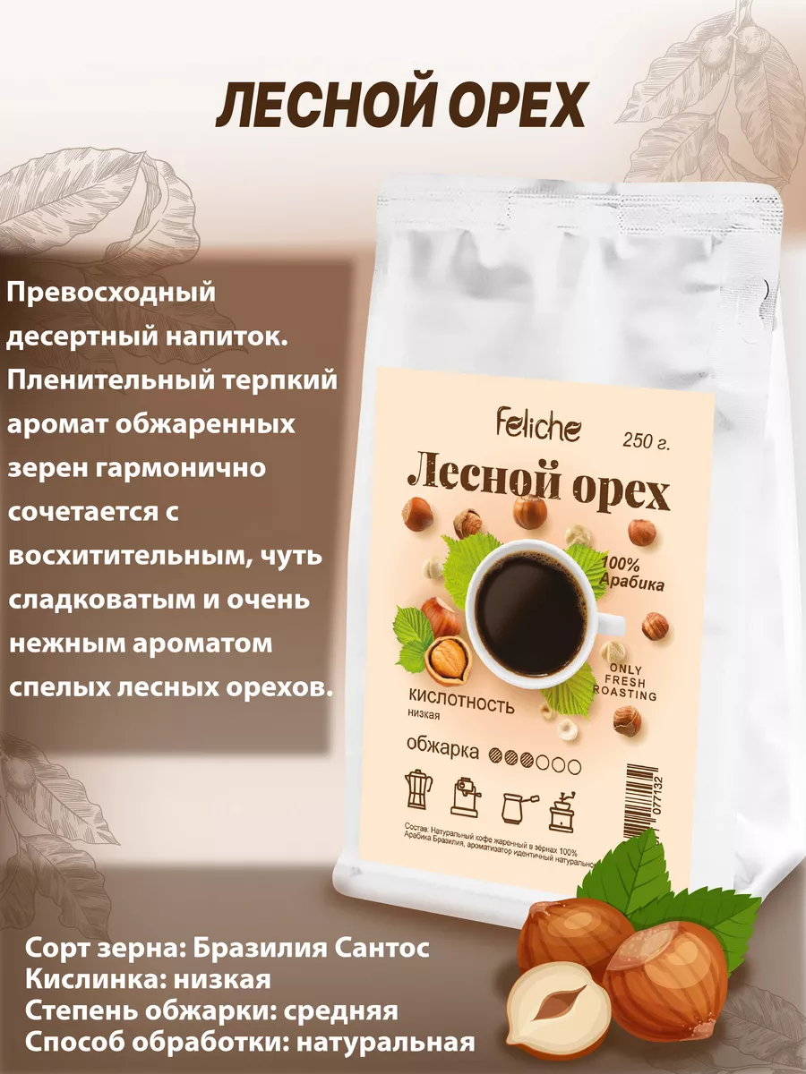 Кофе молотый 250г Лесной орех Feliche 19094591 купить за 494 ₽ в  интернет-магазине Wildberries