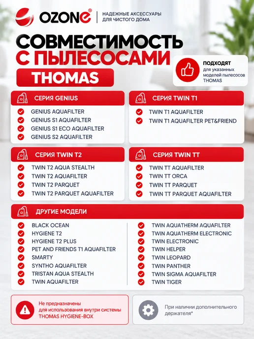 OZONE Многоразовый мешок для пылесоса THOMAS, вариант, фото 6