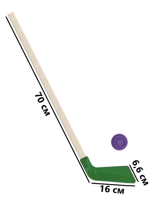 ТЕБЕ ИГРУШКА Клюшка хоккейная детская зеленая + шайба пластиковая